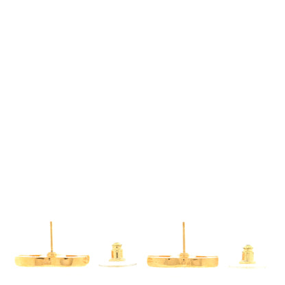 Chanel Resin CC Stud Earrings Black Gold 3 of 4