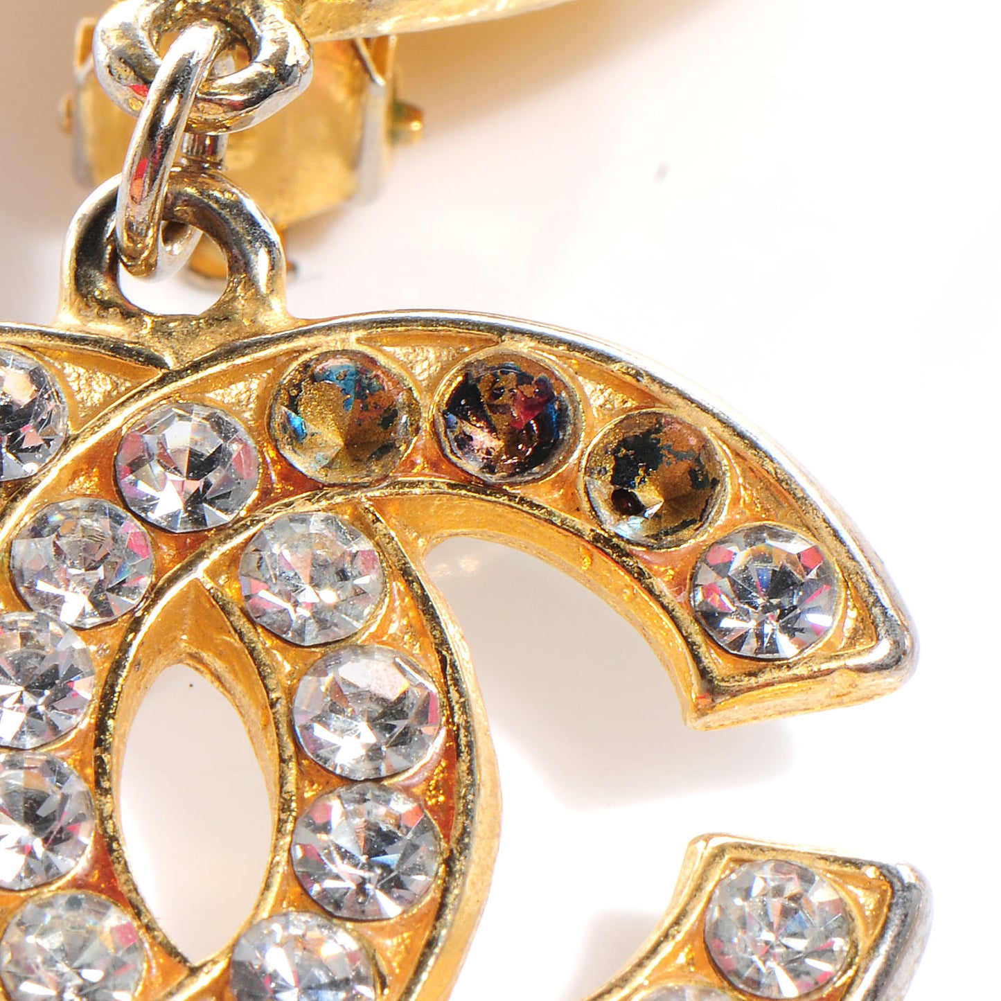 Pearl Crystal Clip On Earrings Gold