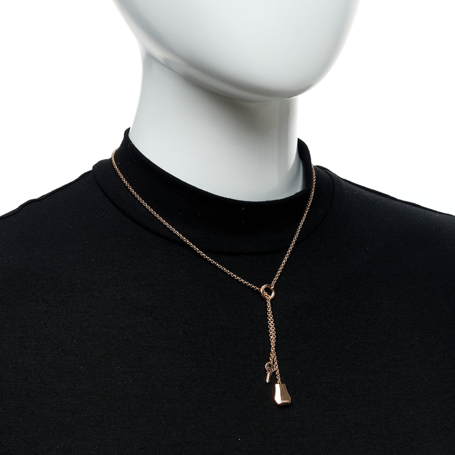 Hermes 18K Rose Gold Kelly Clochette Necklace 2 of 7