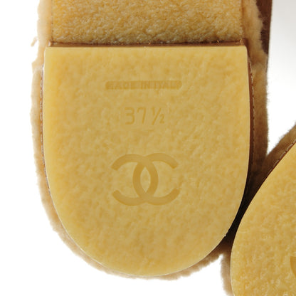 Chanel Shearling Suede Calfskin Boots 37.5 Brown Beige 7 of 9