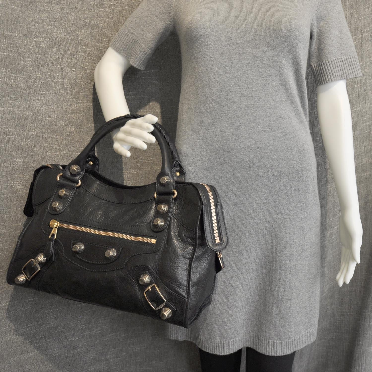 Balenciaga Agneau Rose Gold Hardware Giant City Black 3 of 10
