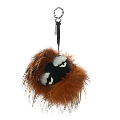 Fendi Fox Mink Rabbit Fur Vitello Flamingo Kooky Monster Bag Bug Charm Zucca Multicolor Black 1 of 5