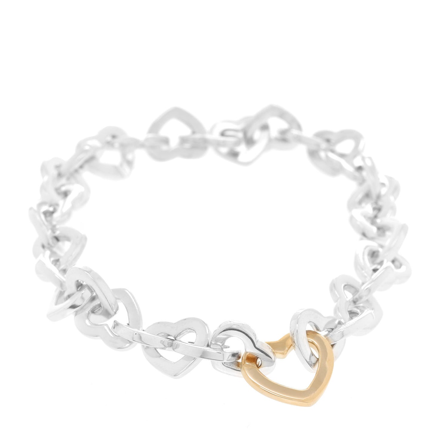 Sterling Silver 18K Yellow Gold Heart Links Bracelet