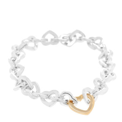 Tiffany Sterling Silver 18K Yellow Gold Heart Links Bracelet 1 of 5