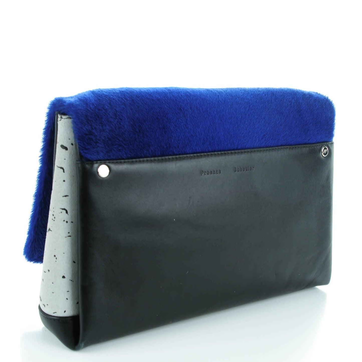 Sheephair Calfskin Suede PS Elliot Clutch Cobalt Black