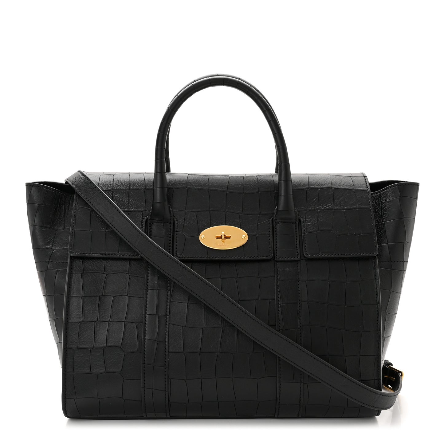 Calfskin Crocodile Embossed Bayswater Black
