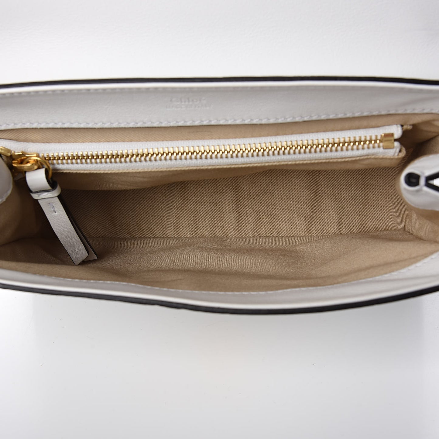 Calfskin Crocodile Embossed Small C Double Carry Brilliant White
