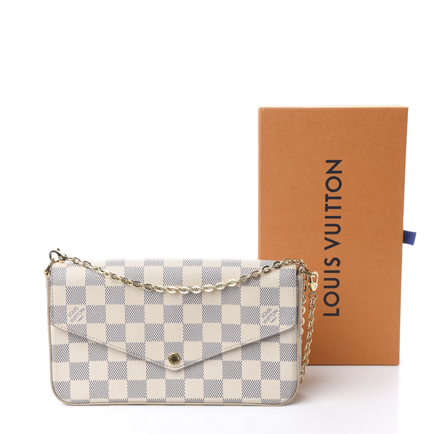 Louis Vuitton Damier Azur Pochette Felicie Chain Wallet Rose Ballerine 18 of 18