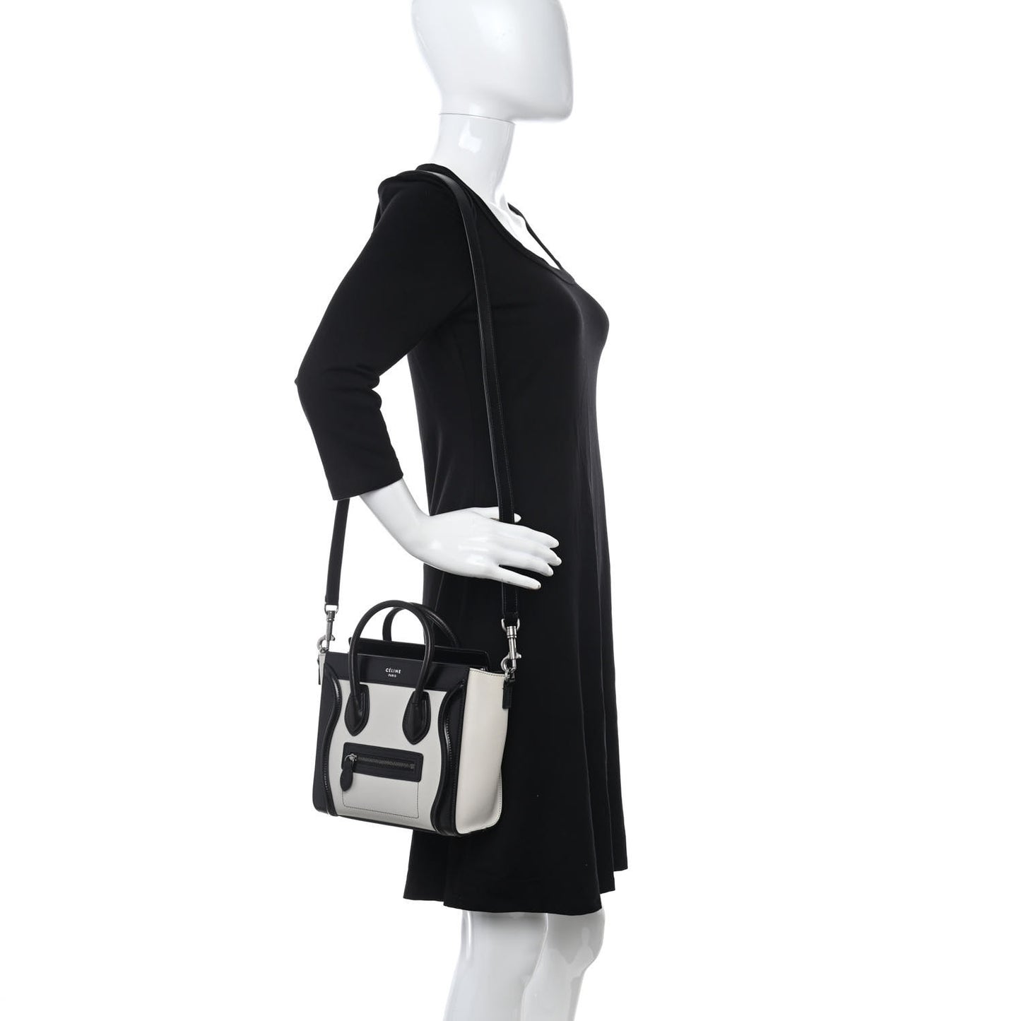 Smooth Calfskin Lizard Embossed Nano Luggage White Black