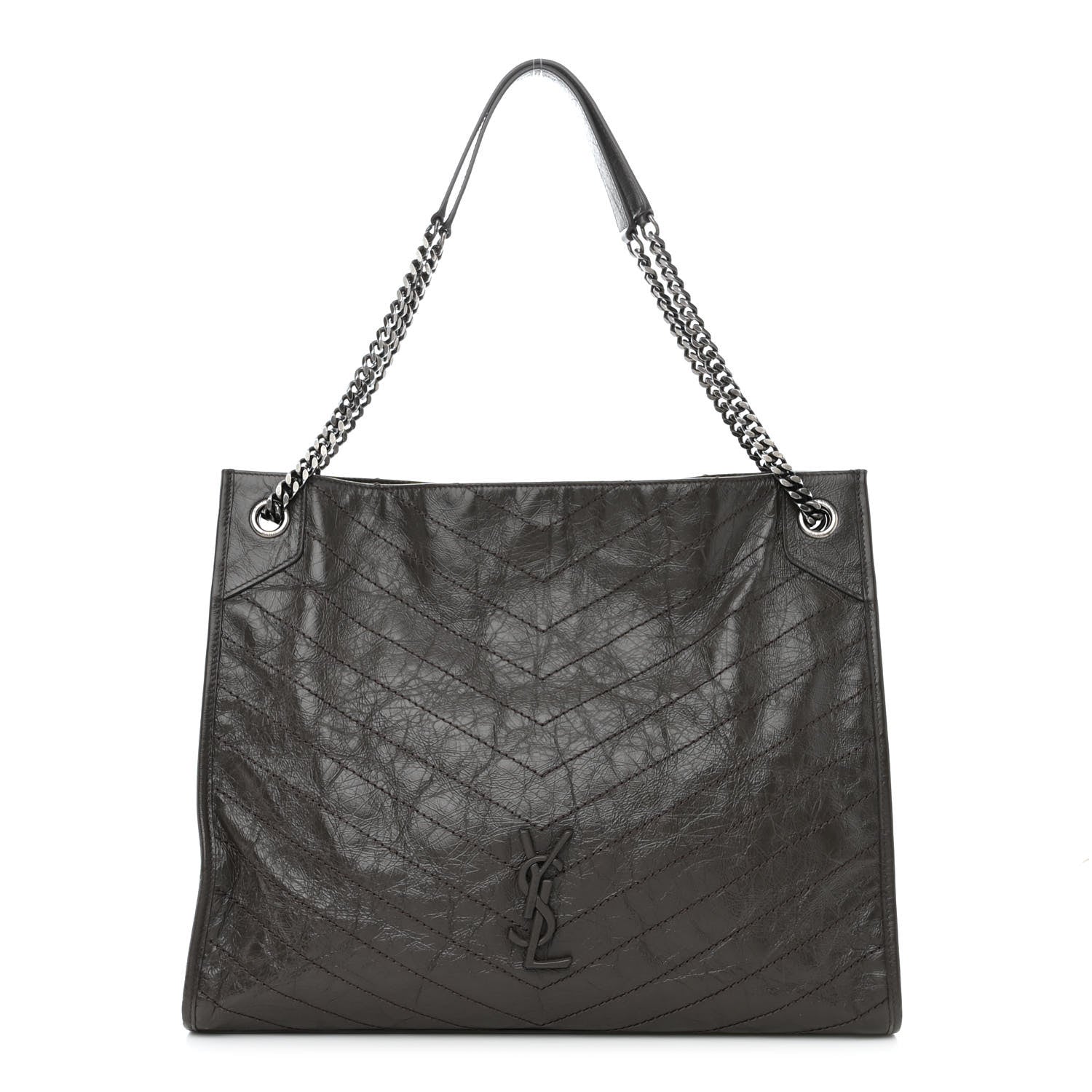 Saint Laurent Crinkled Calfskin Matelasse Monogram Niki Shoulder Bag Storm 1 of 10