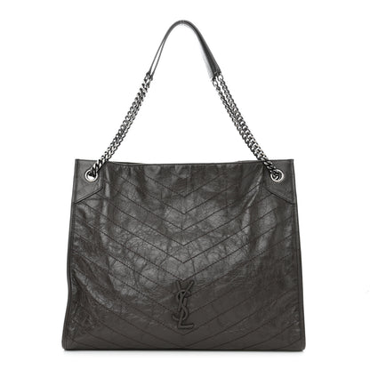 Saint Laurent Crinkled Calfskin Matelasse Monogram Niki Shoulder Bag Storm 1 of 10