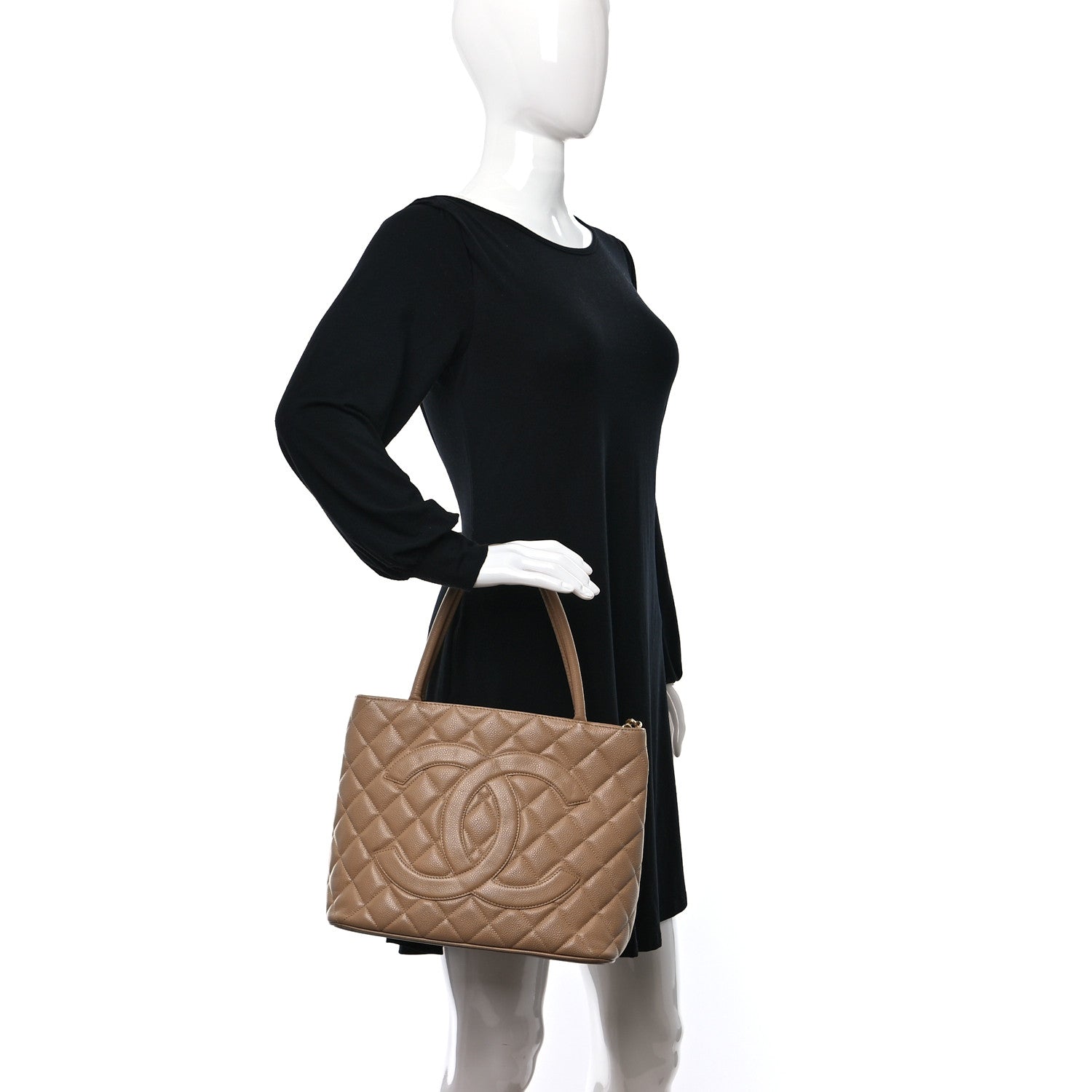 Chanel Caviar Quilted Medallion Tote Beige 2 of 9