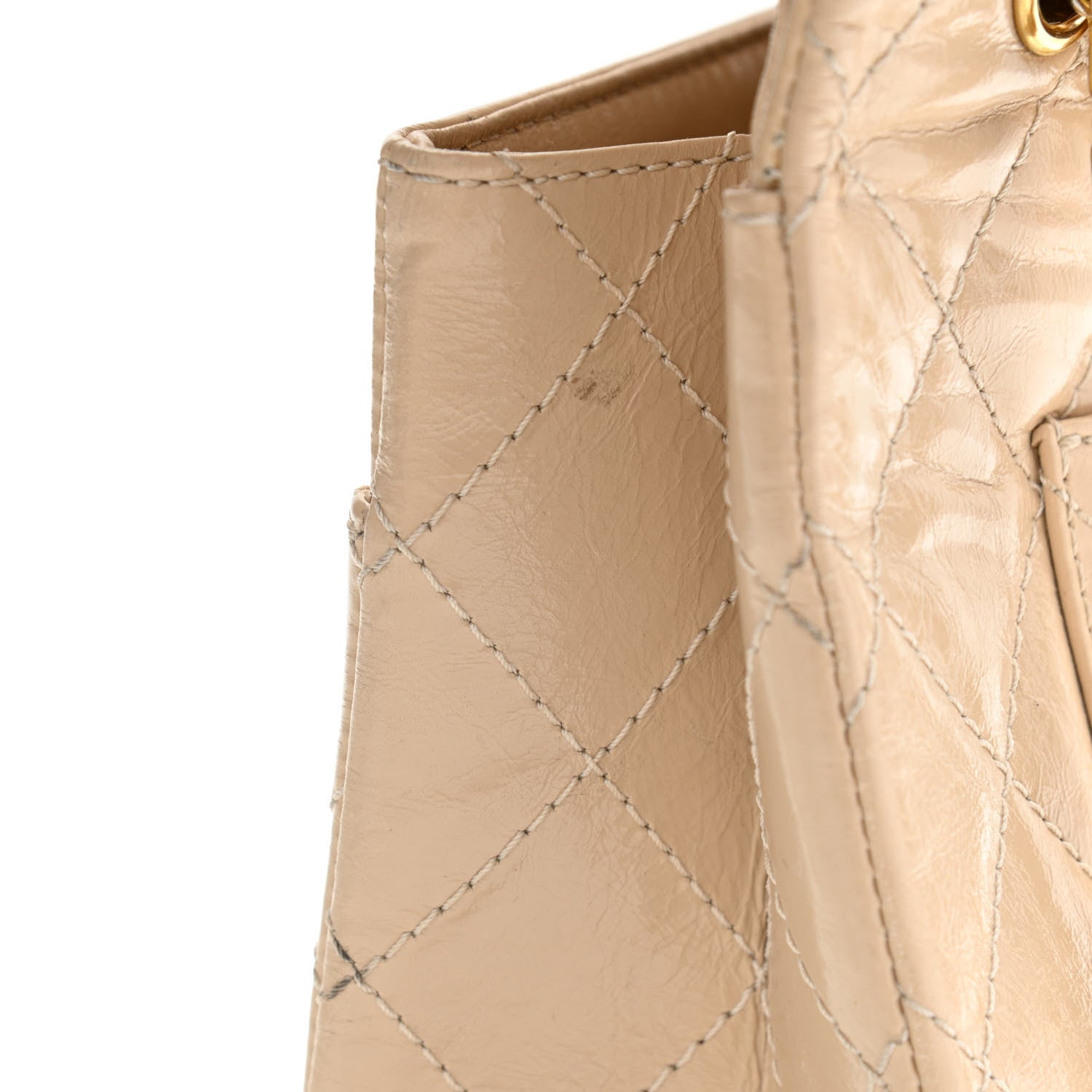 Chanel Distressed Patent Calfskin Quilted 2.55 Reissue 227 Flap Beige 12 of 14