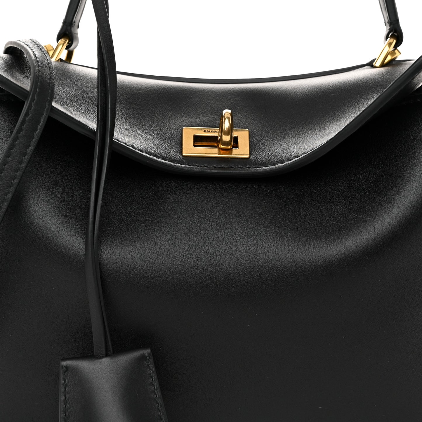 Natural Smooth Calfskin Mini Rodeo Top Handle Handbag Black