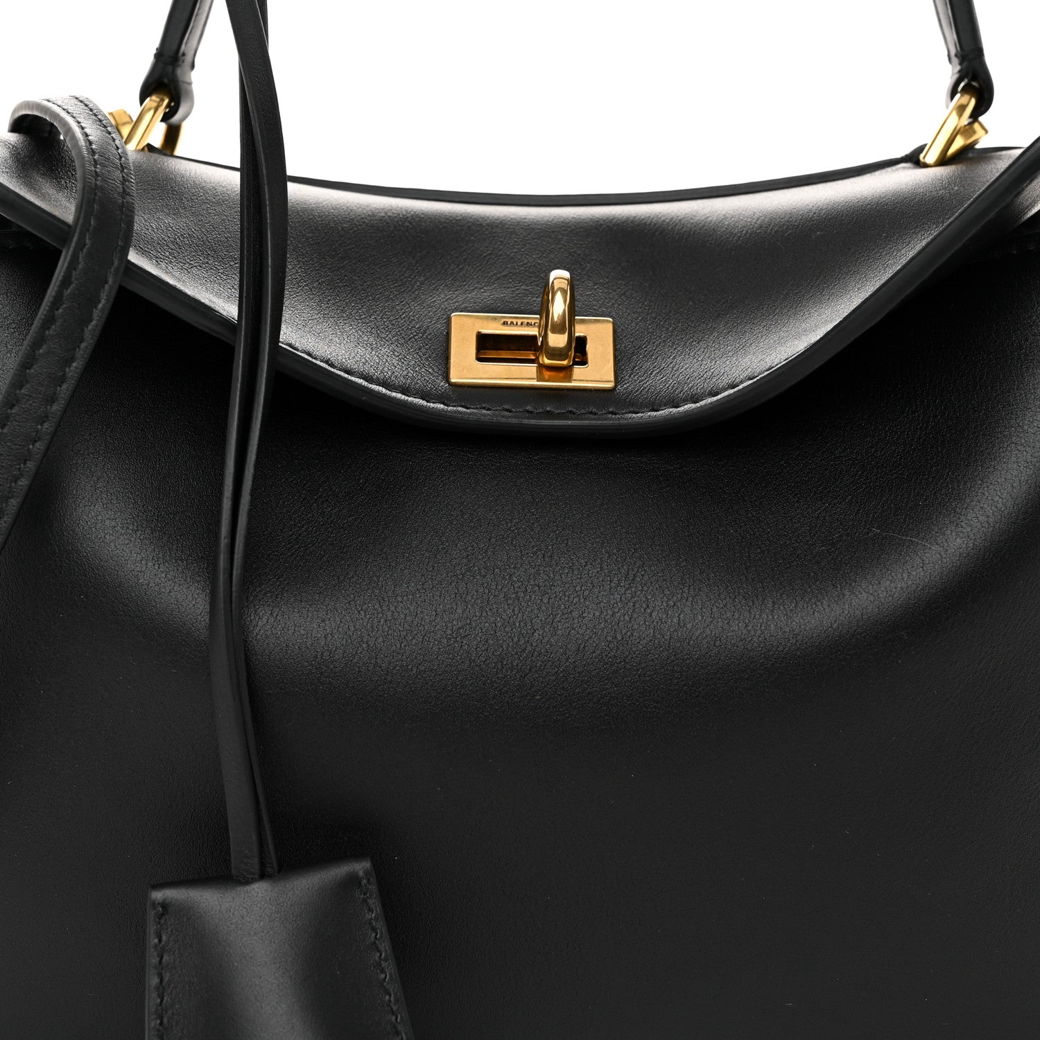 Balenciaga Natural Smooth Calfskin Mini Rodeo Top Handle Handbag Black 7 of 9