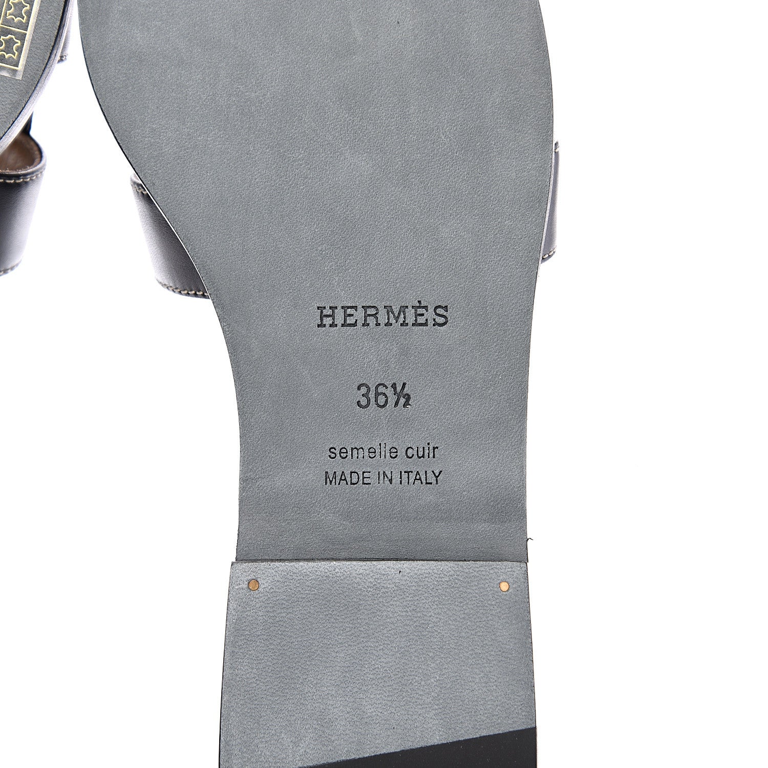 Hermes Box Calfskin Oran Sandals 36.5 Black 8 of 10