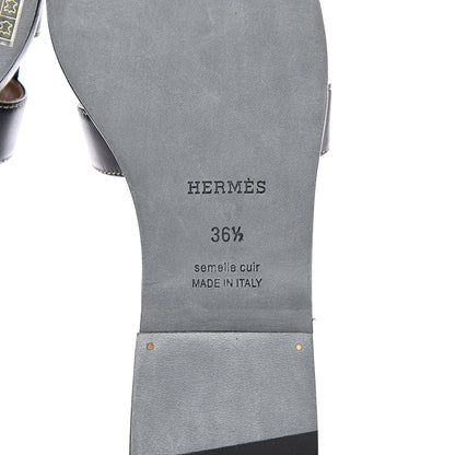 Hermes Box Calfskin Oran Sandals 36.5 Black 8 of 10