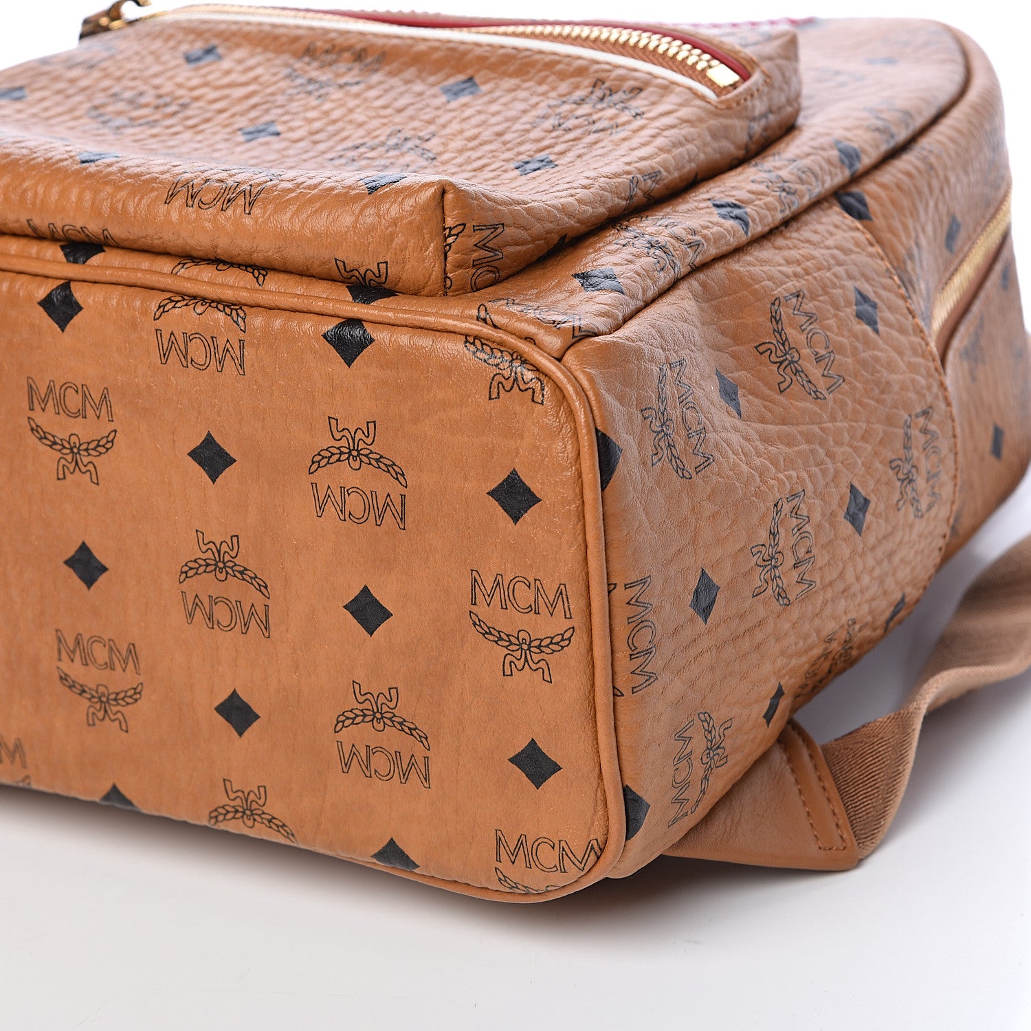 MCM Visetos Chevron Stripe Medium Stark Backpack Cognac 10 of 10