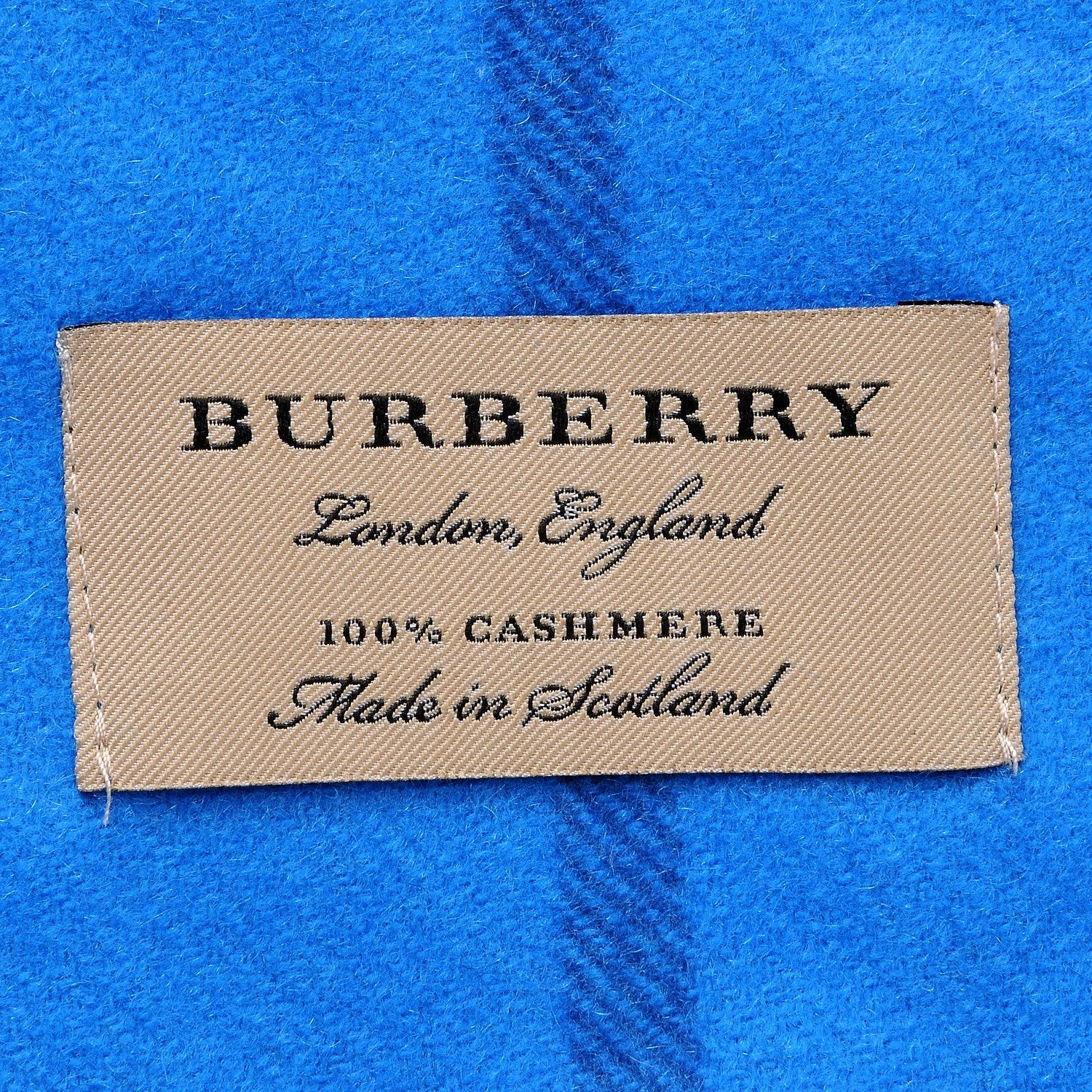 Burberry Cashmere Giant Check Fringe Scarf Bright Cornflower Blue 4 of 5
