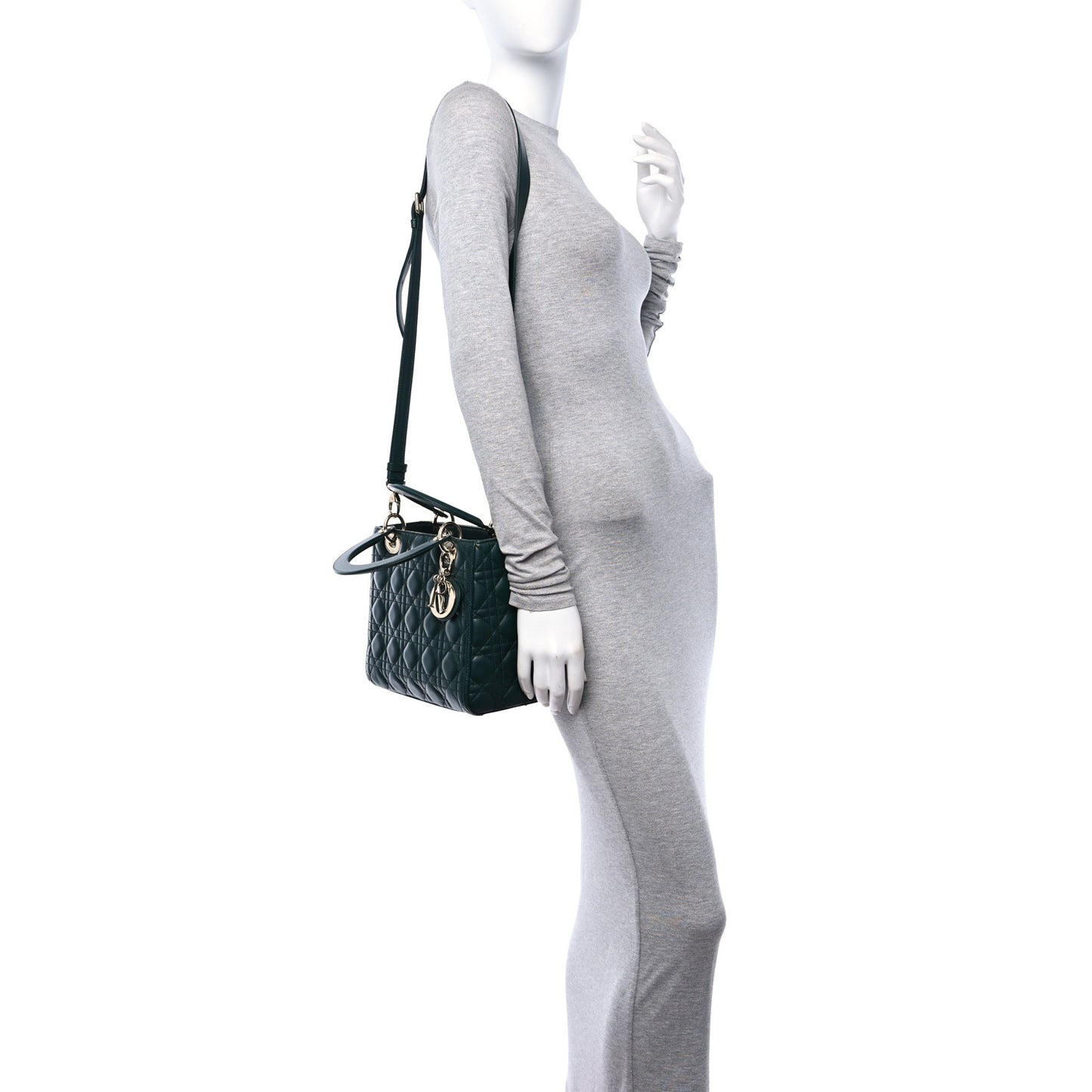 Lambskin Cannage Medium Lady Dior Pine Green