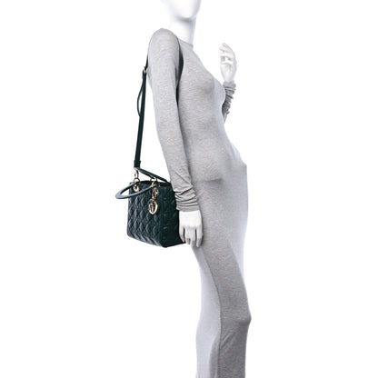Christian Dior Lambskin Cannage Medium Lady Dior Pine Green 2 of 10