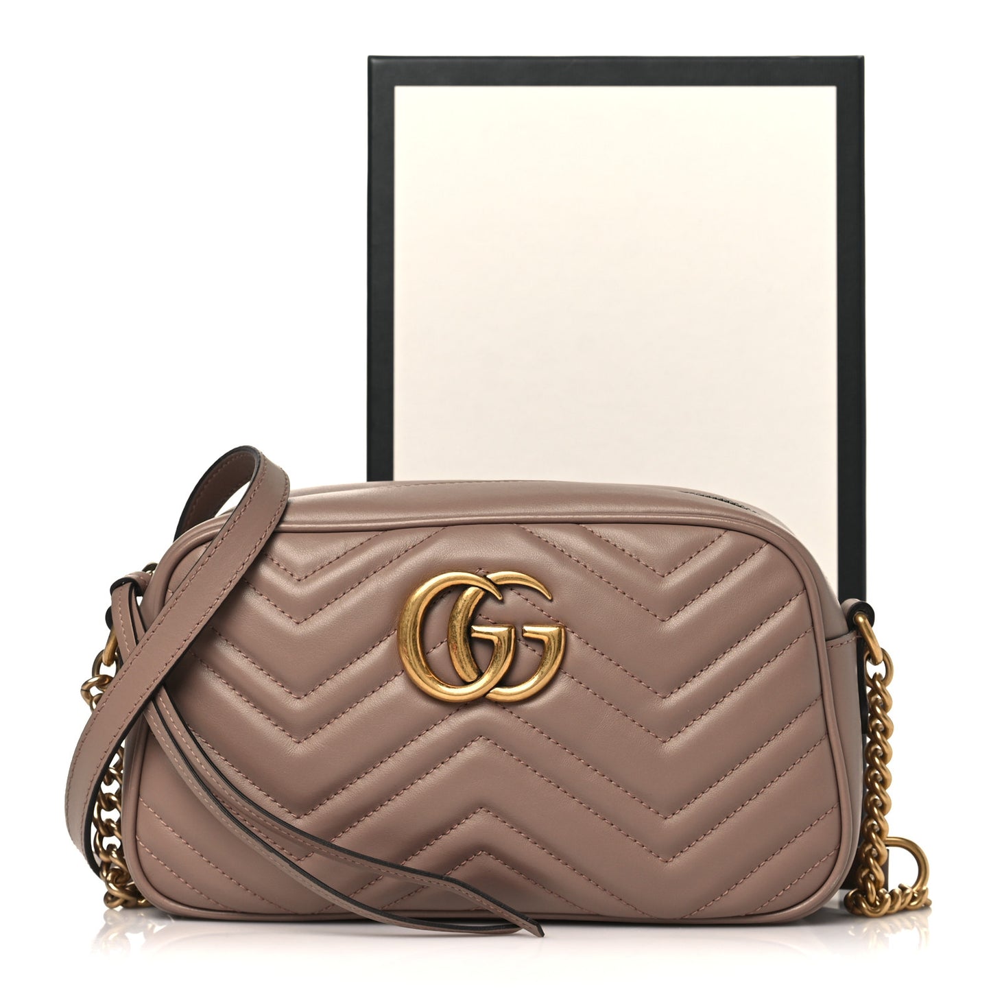 Calfskin Matelasse Small GG Marmont Chain Shoulder Bag Porcelain Rose
