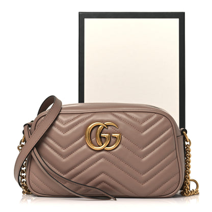 Gucci Calfskin Matelasse Small GG Marmont Chain Shoulder Bag Porcelain Rose 10 of 10