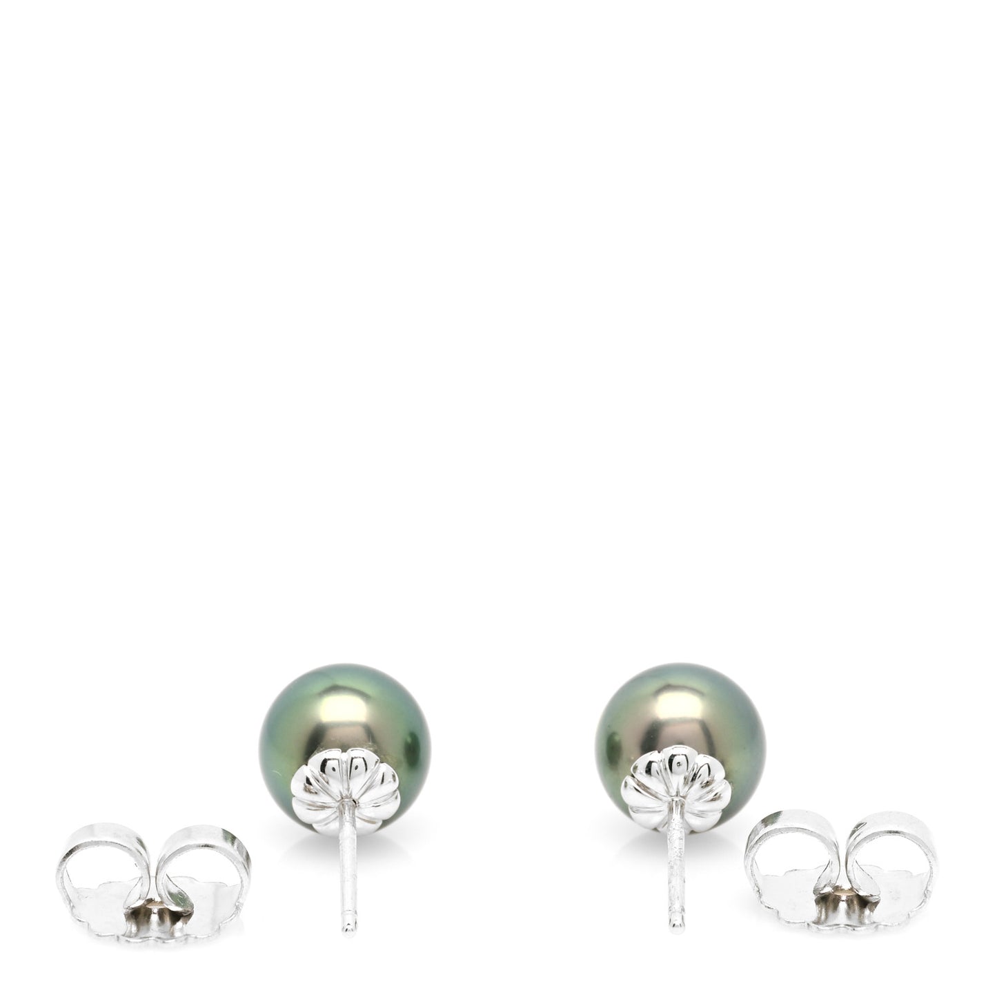 18K White Gold Black South Sea Pearl 9mm Stud Earrings