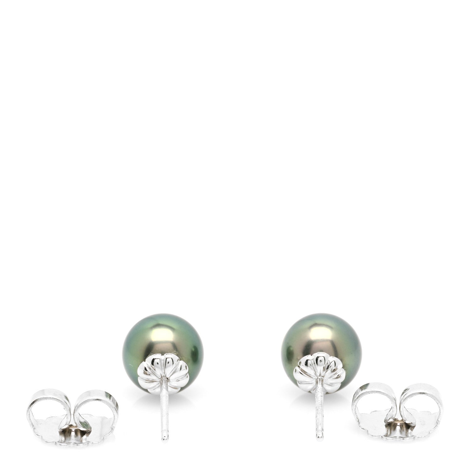 Mikimoto 18K White Gold Black South Sea Pearl 9mm Stud Earrings 3 of 5
