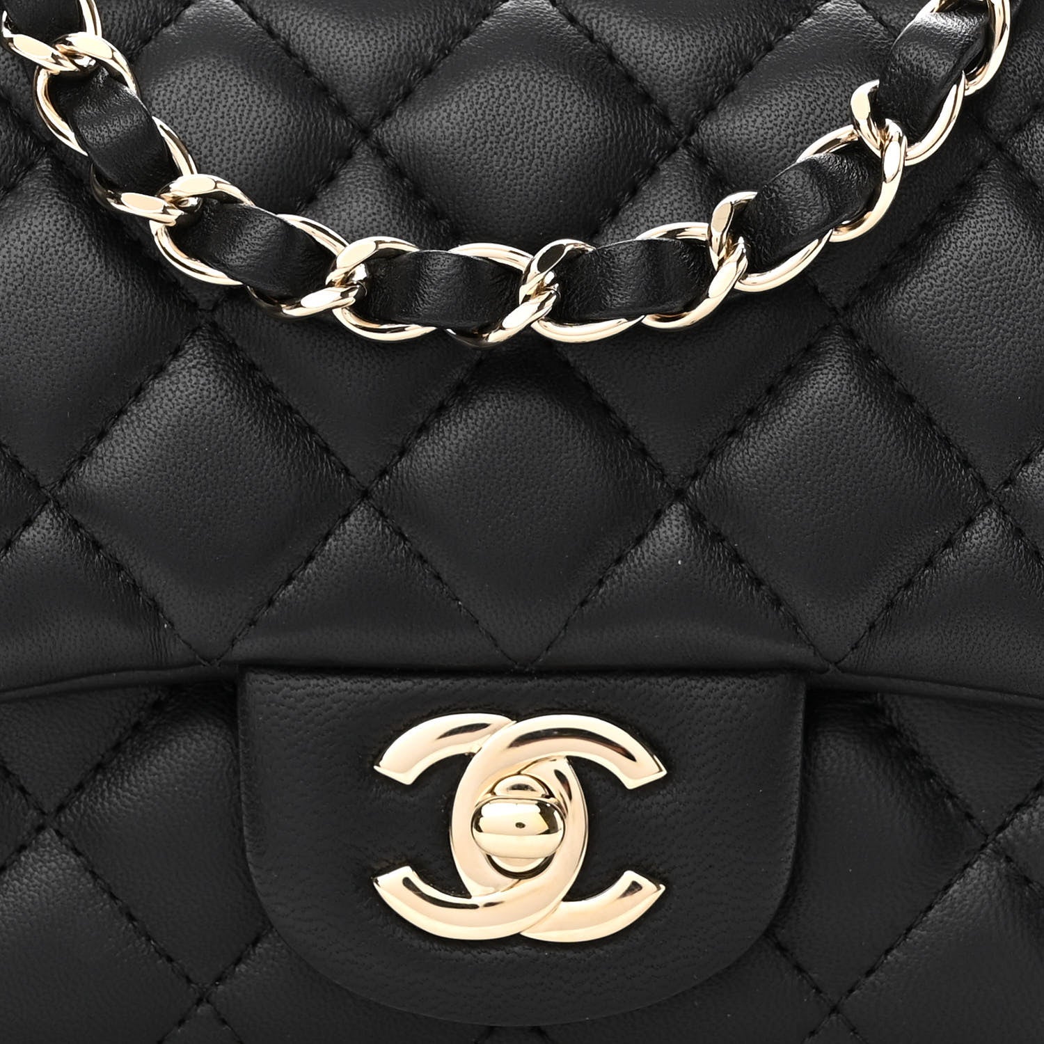 Chanel Lambskin Quilted Mini Square Flap Black 8 of 11