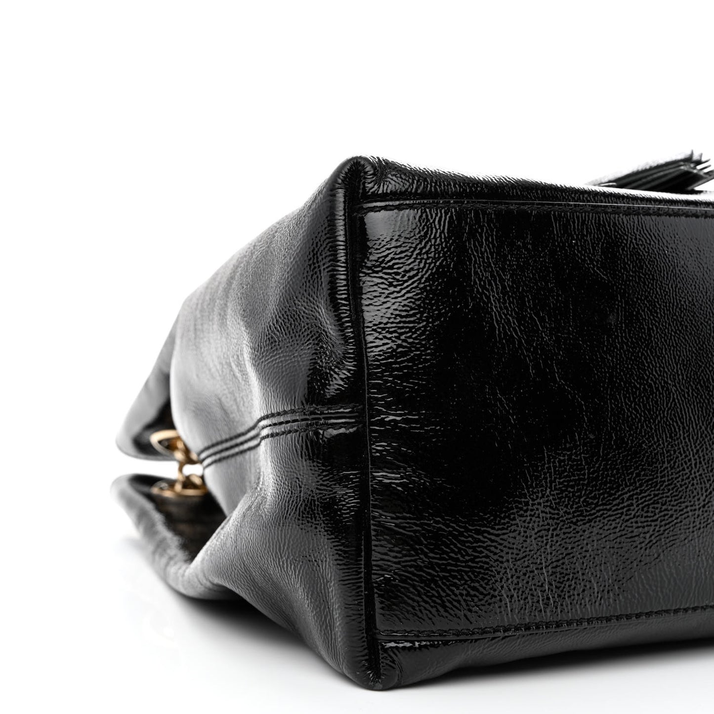 Patent Medium Soho Chain Shoulder Bag Black
