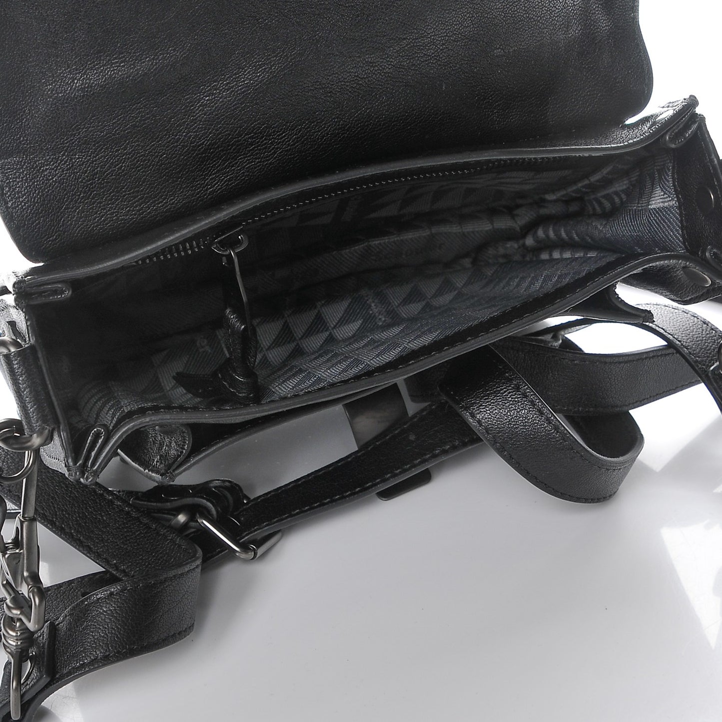 Lambskin Fringe PS1 Crossbody Pouch Black