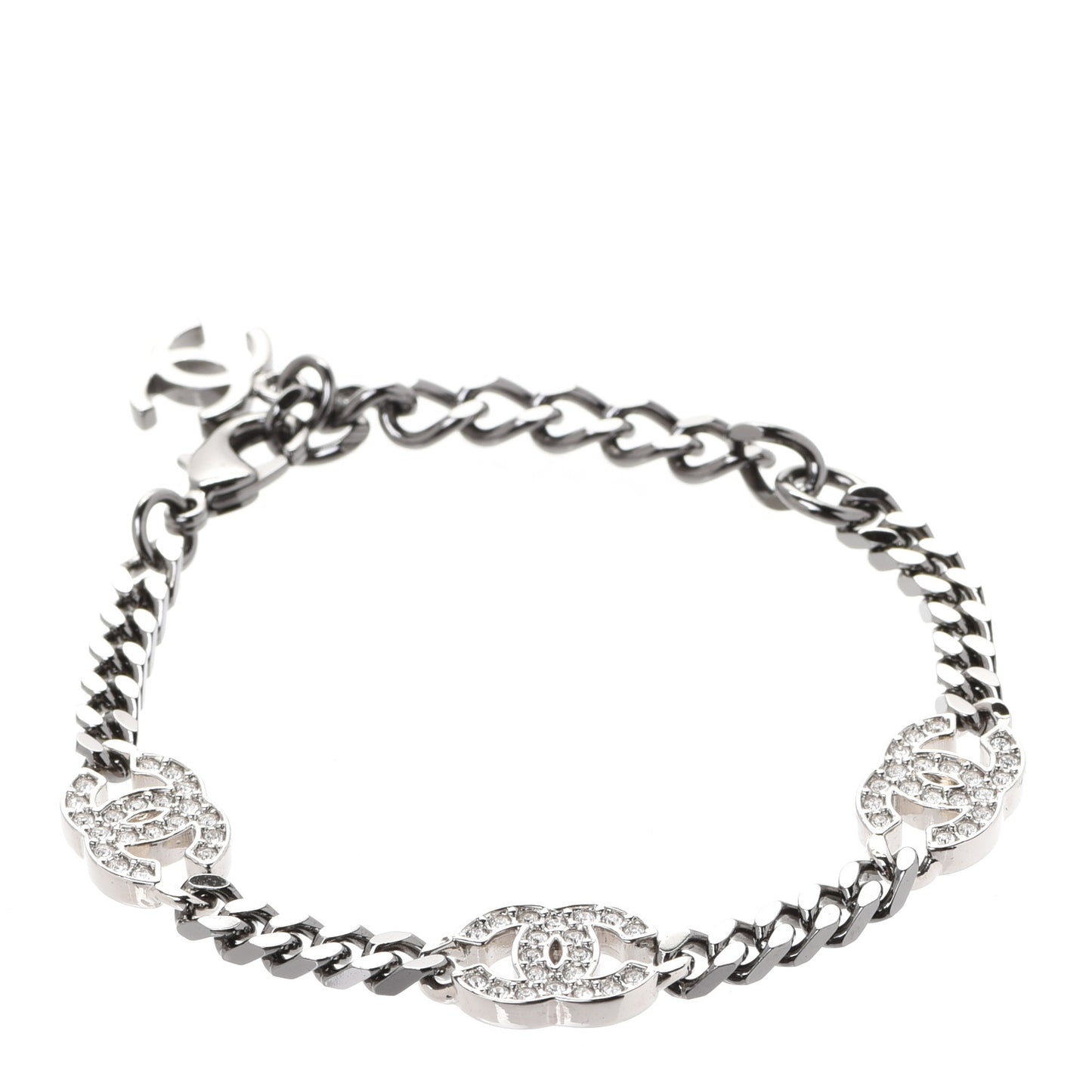 Crystal CC Chain Bracelet Silver