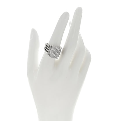 David Yurman Sterling Silver Diamond 16mm Wheaton Ring 54 7 2 of 4