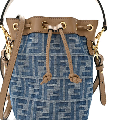 Fendi Denim Vitello King F is Fendi FF Embroidered Mini Mon Tresor Bucket Bag 8 of 11