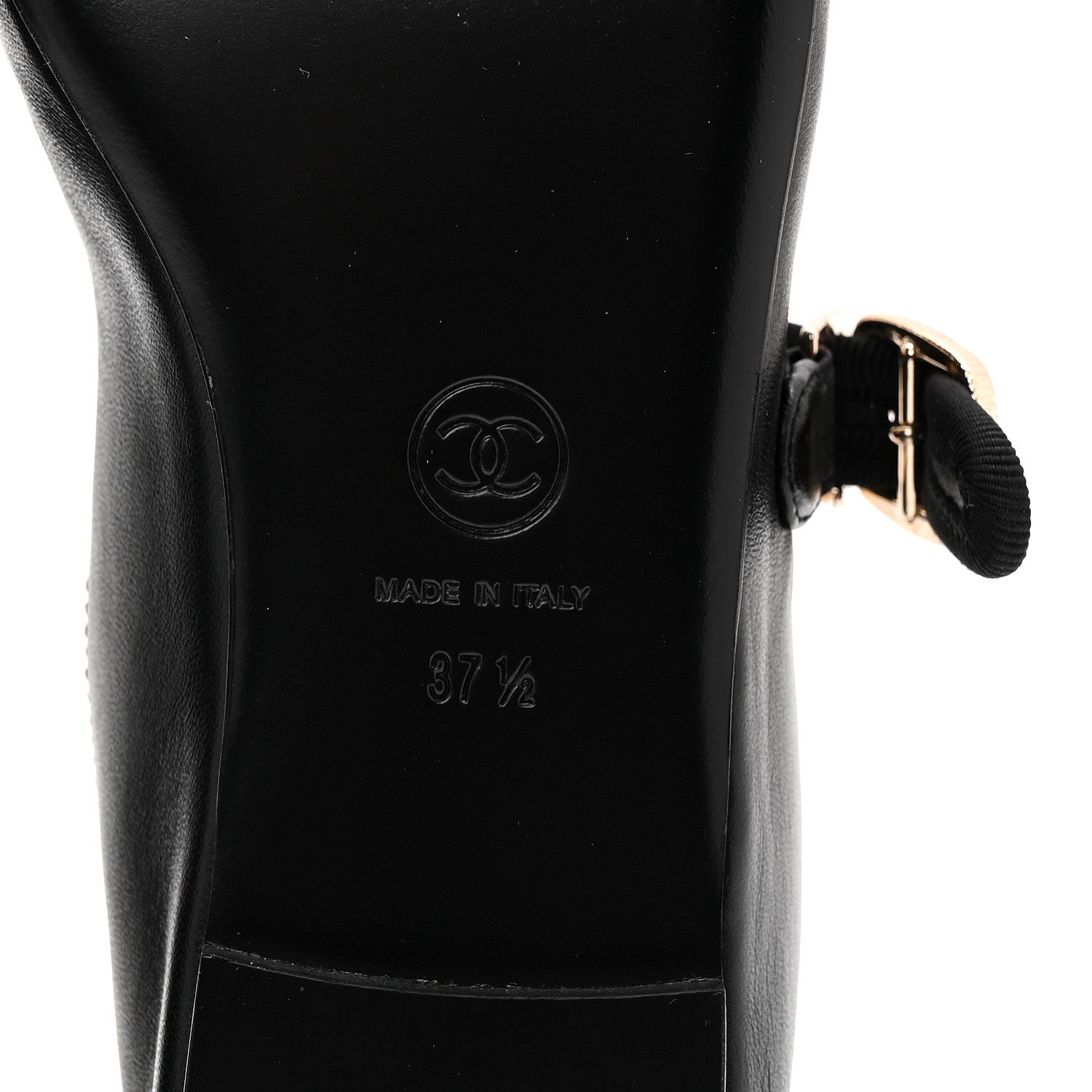 Chanel Lambskin Mary Jane Flats 37.5 Black 7 of 10