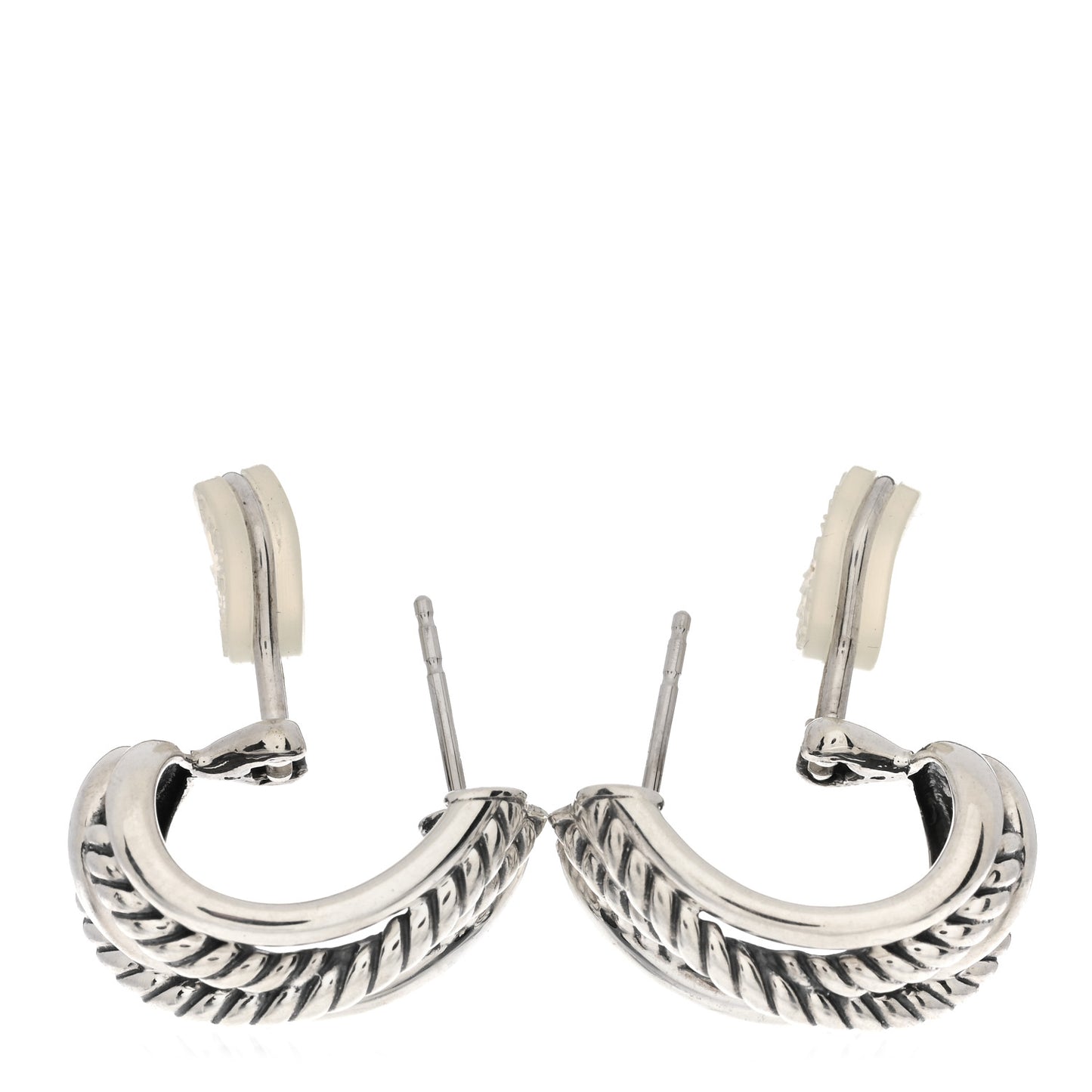 Sterling Silver Crossover Shrimp Earrings