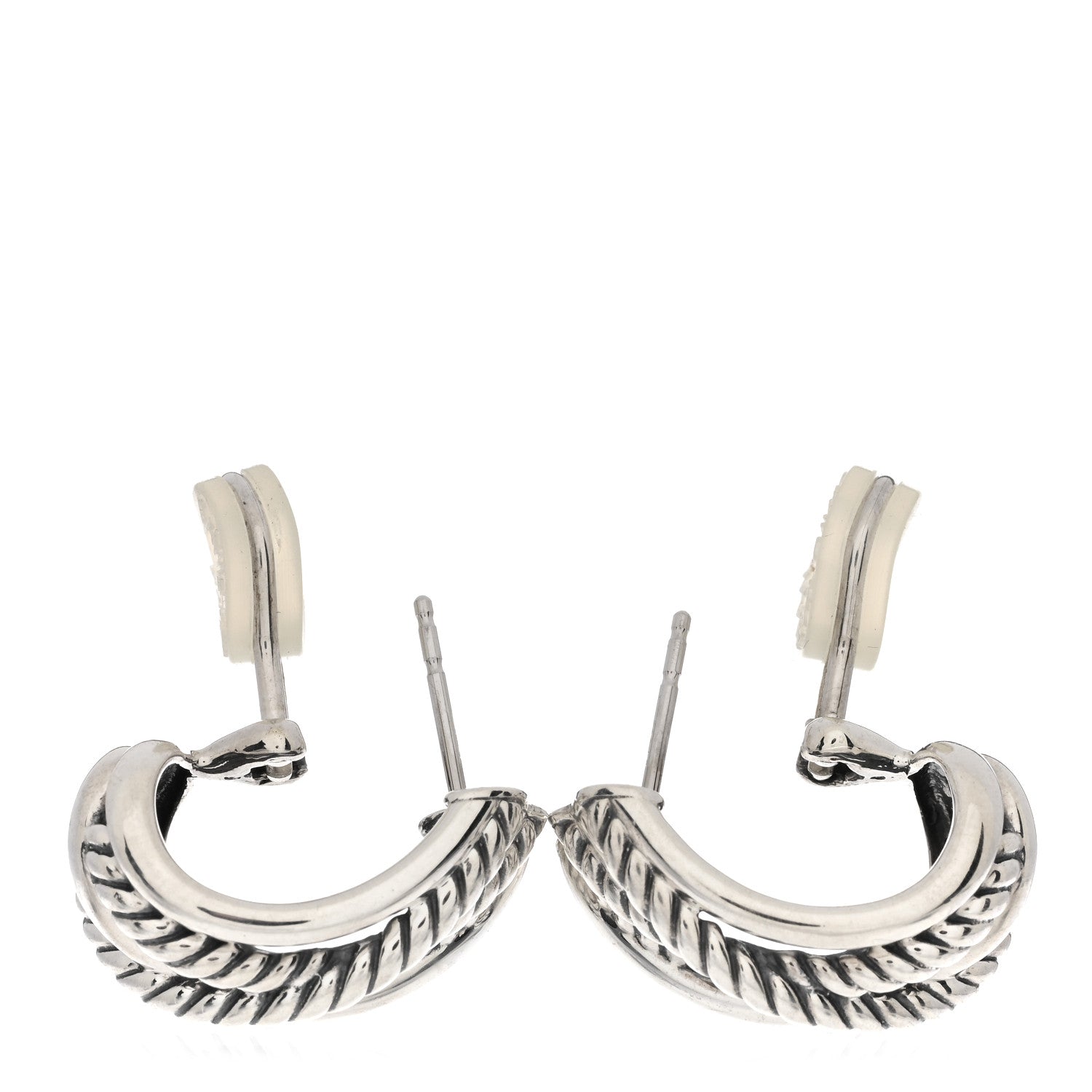 David Yurman Sterling Silver Crossover Shrimp Earrings 3 of 4
