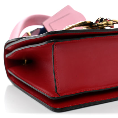 Gucci Calfskin Sylvie Web Small Queen Margaret Top Handle Bag Blue Agata Hibiscus Red Mystic White Sugar Pink 9 of 11
