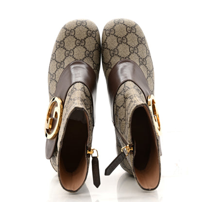 Gucci GG Supreme Monogram Malaga Kid Blondie 55mm Ankle Boots 35 Beige Ebony New Acero 5 of 13
