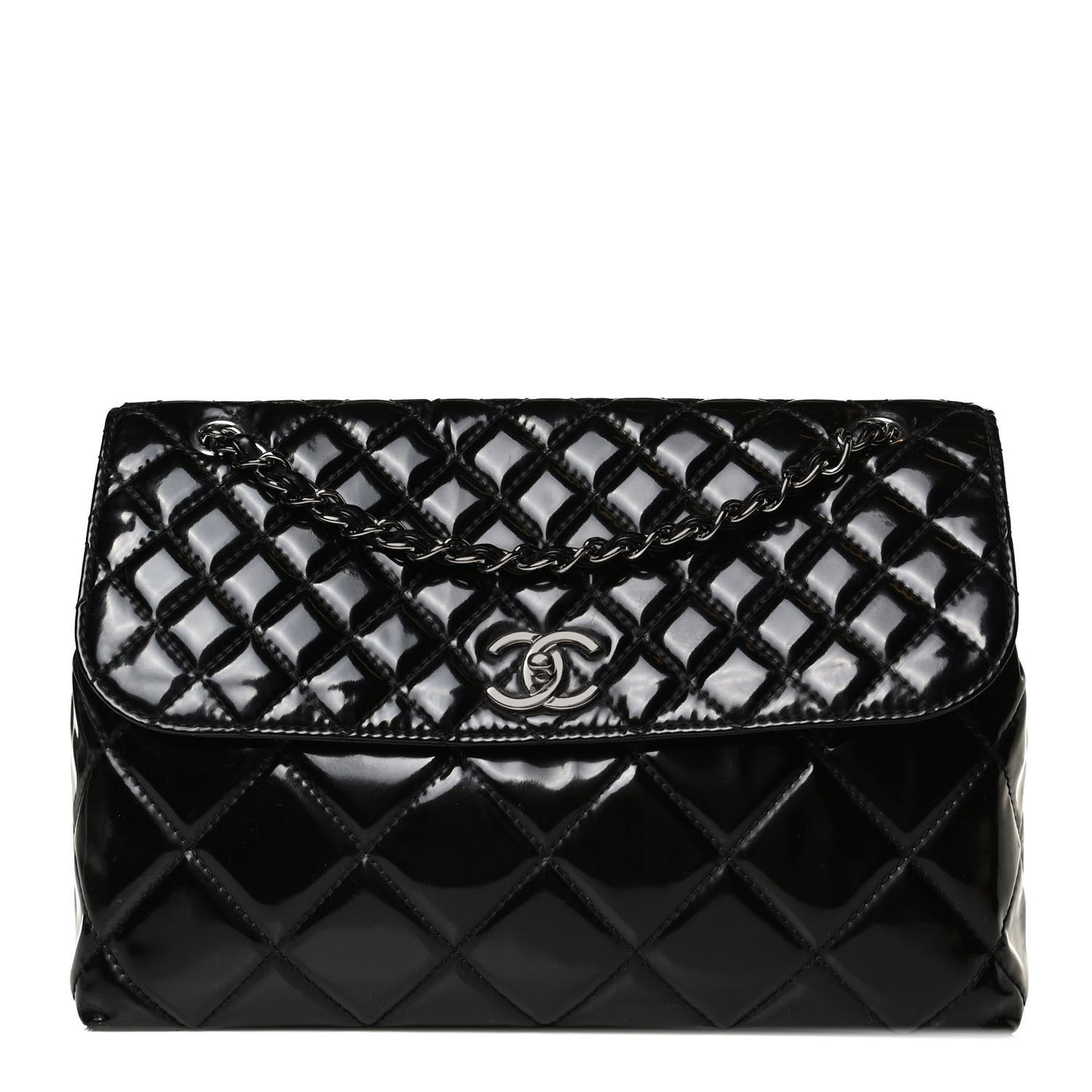 Vinyl Quilted In the Business Flap Bag Black