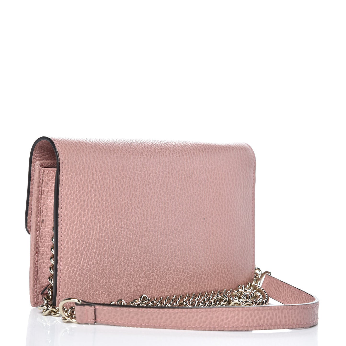 Dollar Calfskin Interlocking G Chain Wallet Soft Pink