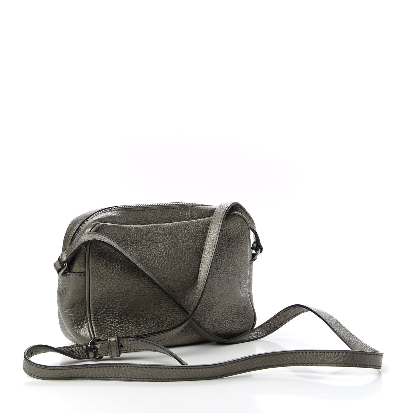 Metallic Pebbled Calfskin Small Soho Disco Bag Sasso