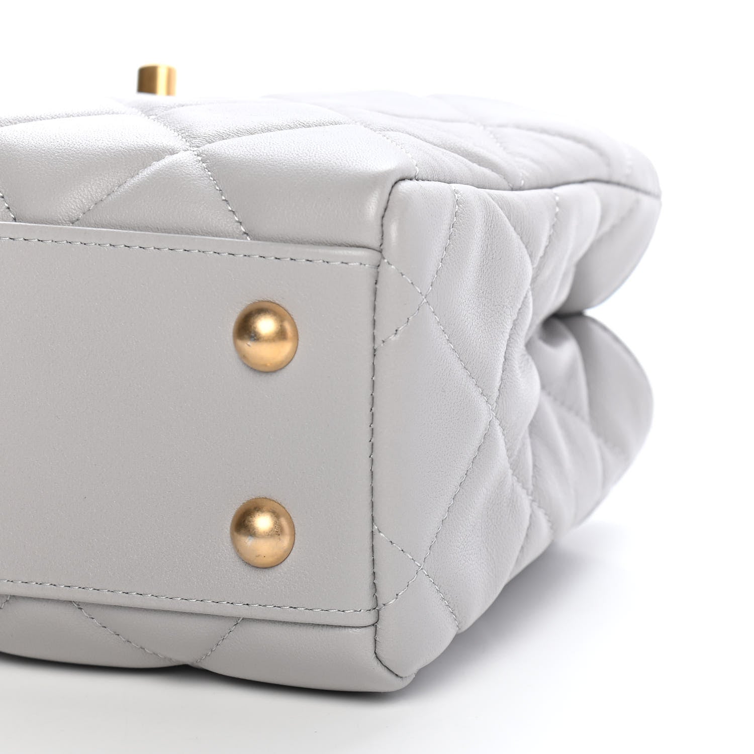 Chanel Calfskin Quilted Lady Handle Clutch Tote Grey 9 of 9