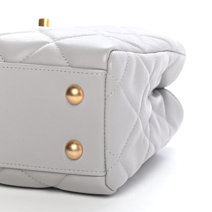 Chanel Calfskin Quilted Lady Handle Clutch Tote Grey 9 of 9