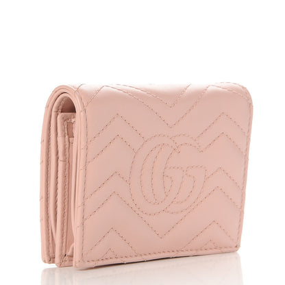 Gucci Calfskin Matelasse GG Marmont Card Case Wallet Perfect Pink 3 of 9
