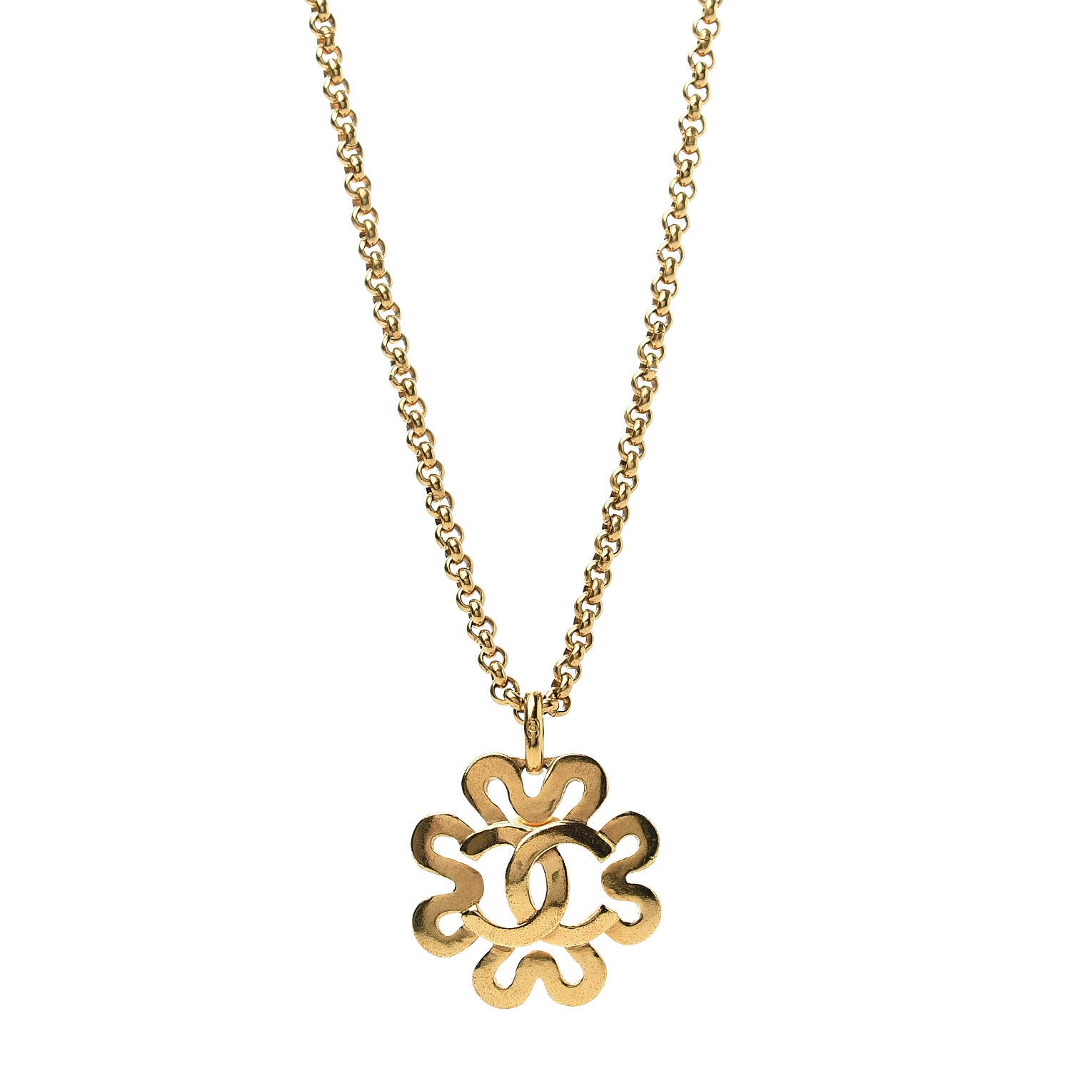 Chanel CC Chain Pendant Necklace Gold 1 of 5
