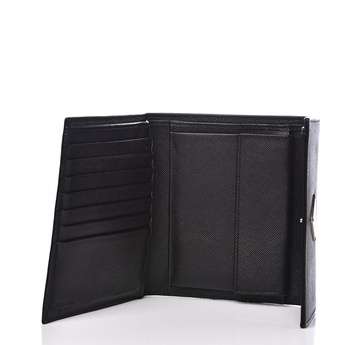 Saffiano Tri-Fold Compact Wallet Black