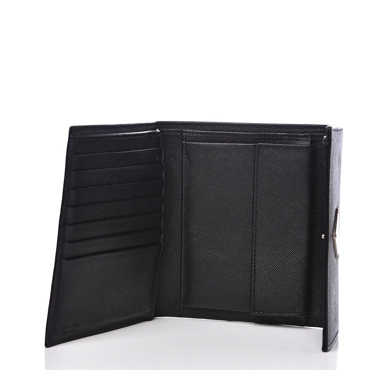 Prada Saffiano Tri-Fold Compact Wallet Black 4 of 10