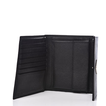 Prada Saffiano Tri-Fold Compact Wallet Black 4 of 10